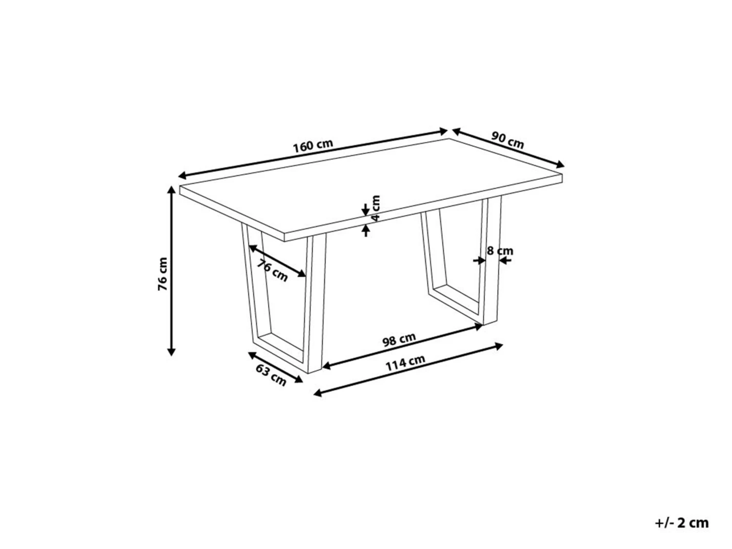 Dining Table 160 X 90 Cm Dark Wood AUSTIN - Image 8