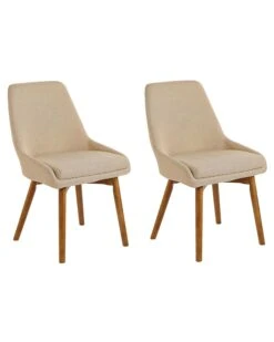 Set Of 2 Fabric Dining Chairs Beige MELFORT