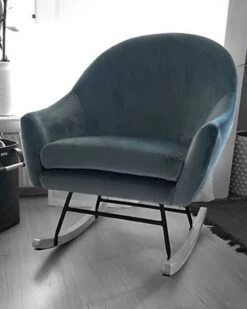 Velvet Rocking Chair Blue OXIE -Furniture Store undef src sa picid 800492 type whitesh image