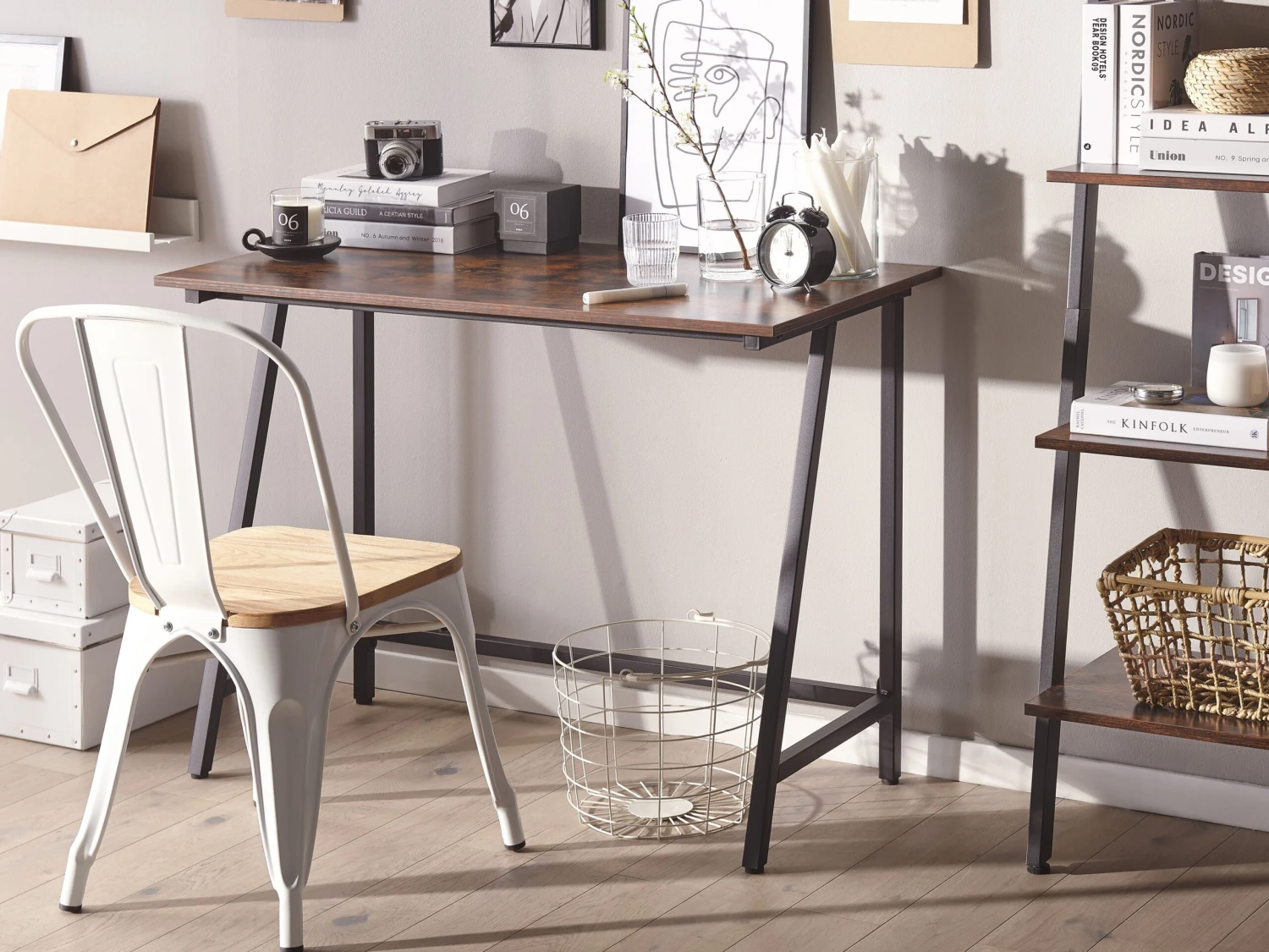 Home Office Desk 100 X 50 Cm Dark Wood With Black VILSECK - Image 2