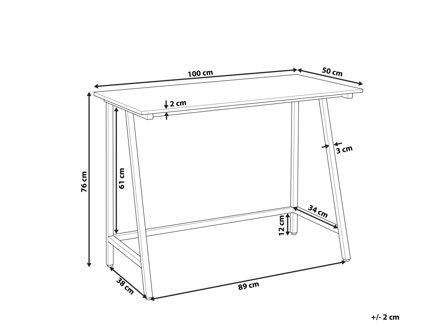 Home Office Desk 100 X 50 Cm Dark Wood With Black VILSECK - Image 8