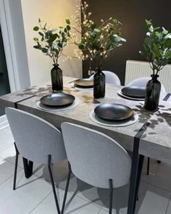 Dining Table 150 X 90 Cm Concrete Effect With Black ADENA -Furniture Store undef src sa picid 800617 type whitesh image