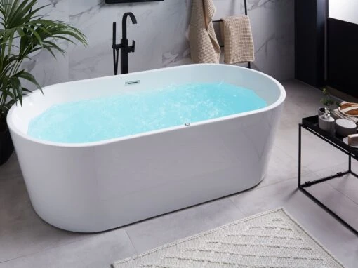 Freestanding Whirlpool Bath With LED 1700 X 800 Mm White HAVANA - Image 2