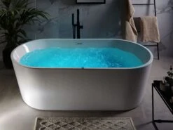 Freestanding Whirlpool Bath With LED 1700 X 800 Mm White HAVANA -Furniture Store undef src sa picid 800884 type whitesh image