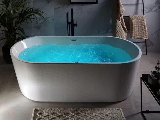 Freestanding Whirlpool Bath With LED 1700 X 800 Mm White HAVANA - Image 4