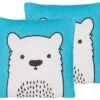 Set Of 2 Cotton Kids Cushions Bear 45 X 45 Cm Blue WARANASI -Furniture Store undef src sa picid 801107 type whitesh image