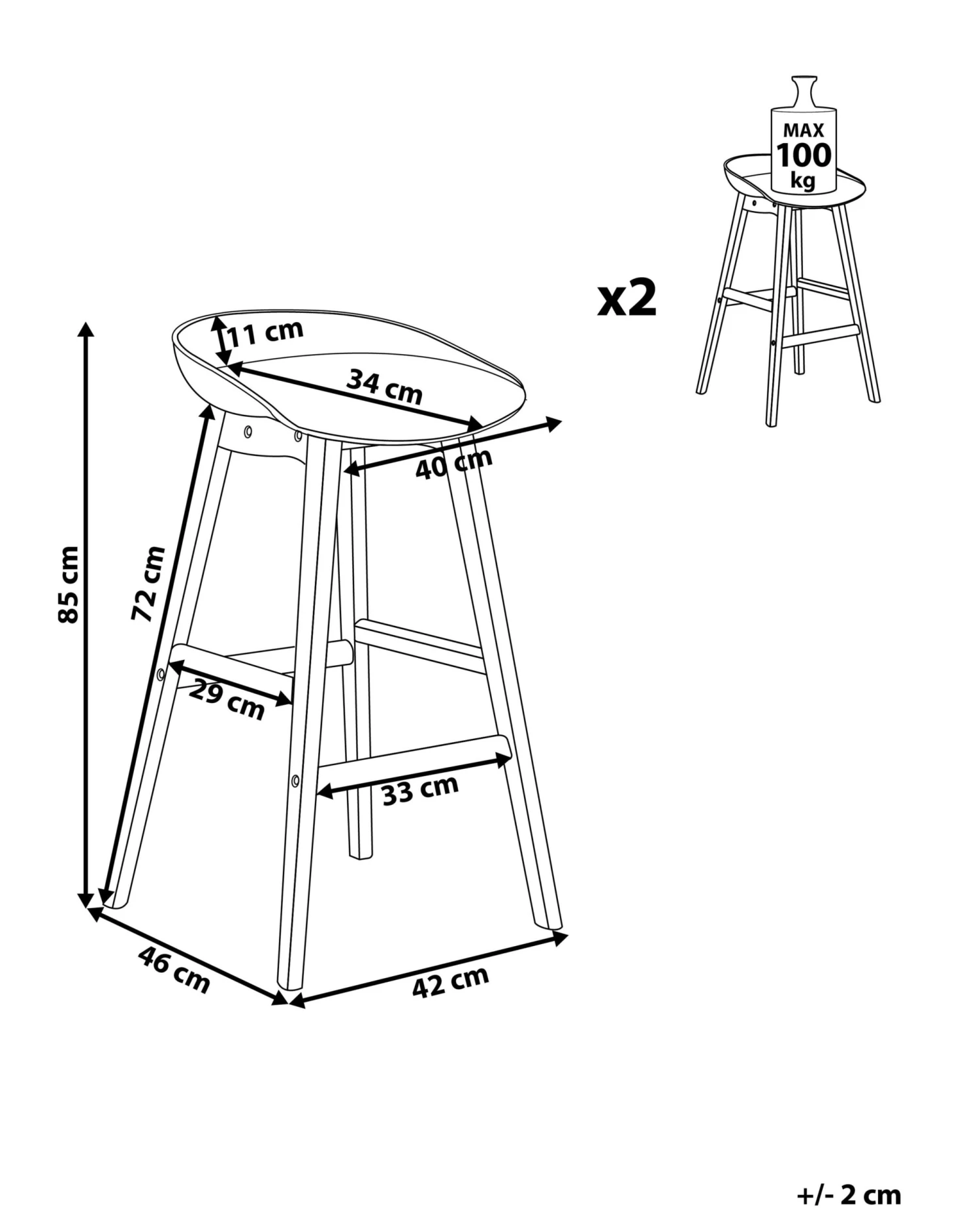 Set Of 2 Bar Chairs Black MICCO - Image 10