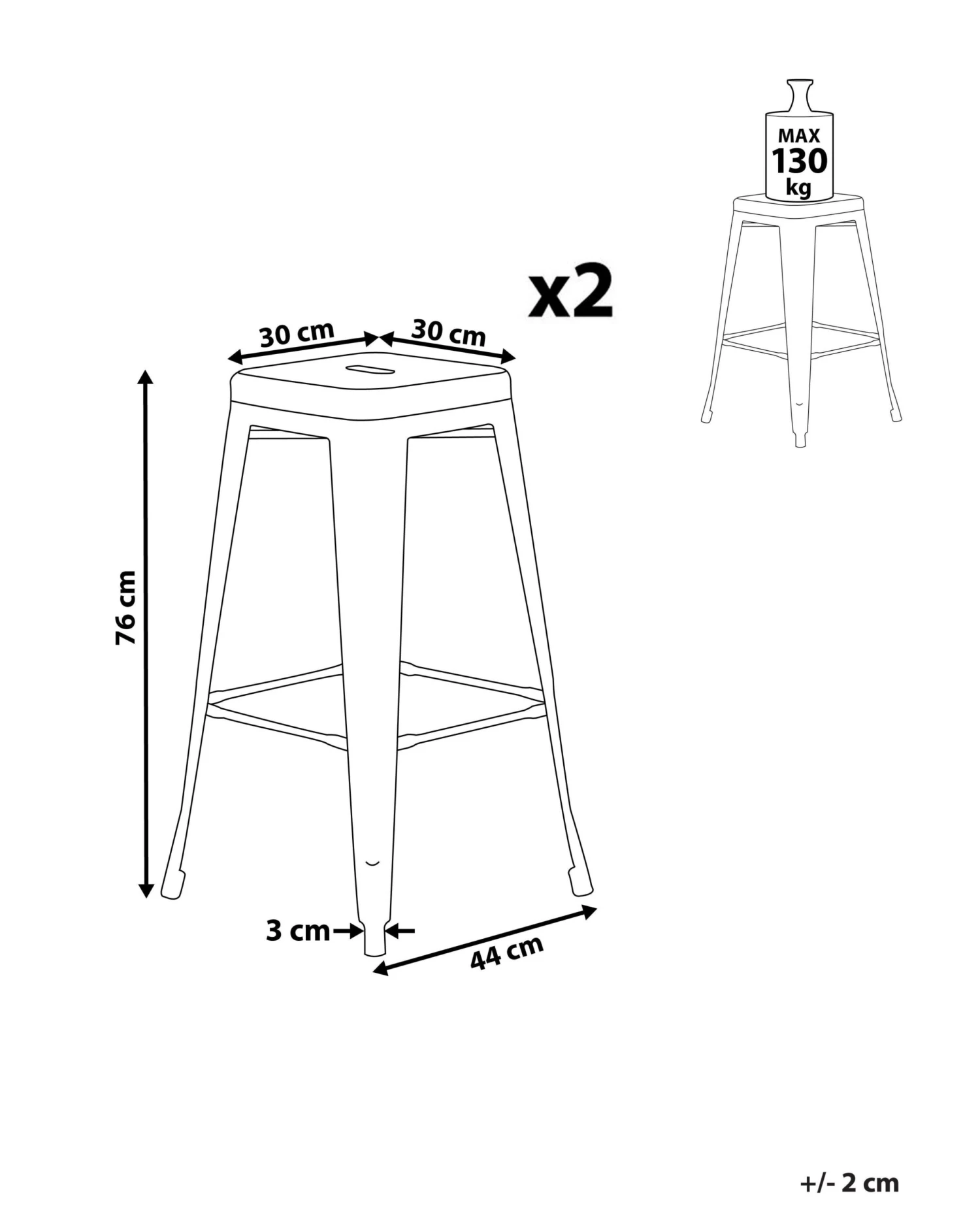 Set Of 2 Metal Stools 76 Cm Red With Gold CABRILLO - Image 7