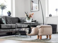 Faux Leather Storage Animal Stool Light Grey ELEPHANT -Furniture Store undef src sa picid 802530 type whitesh image