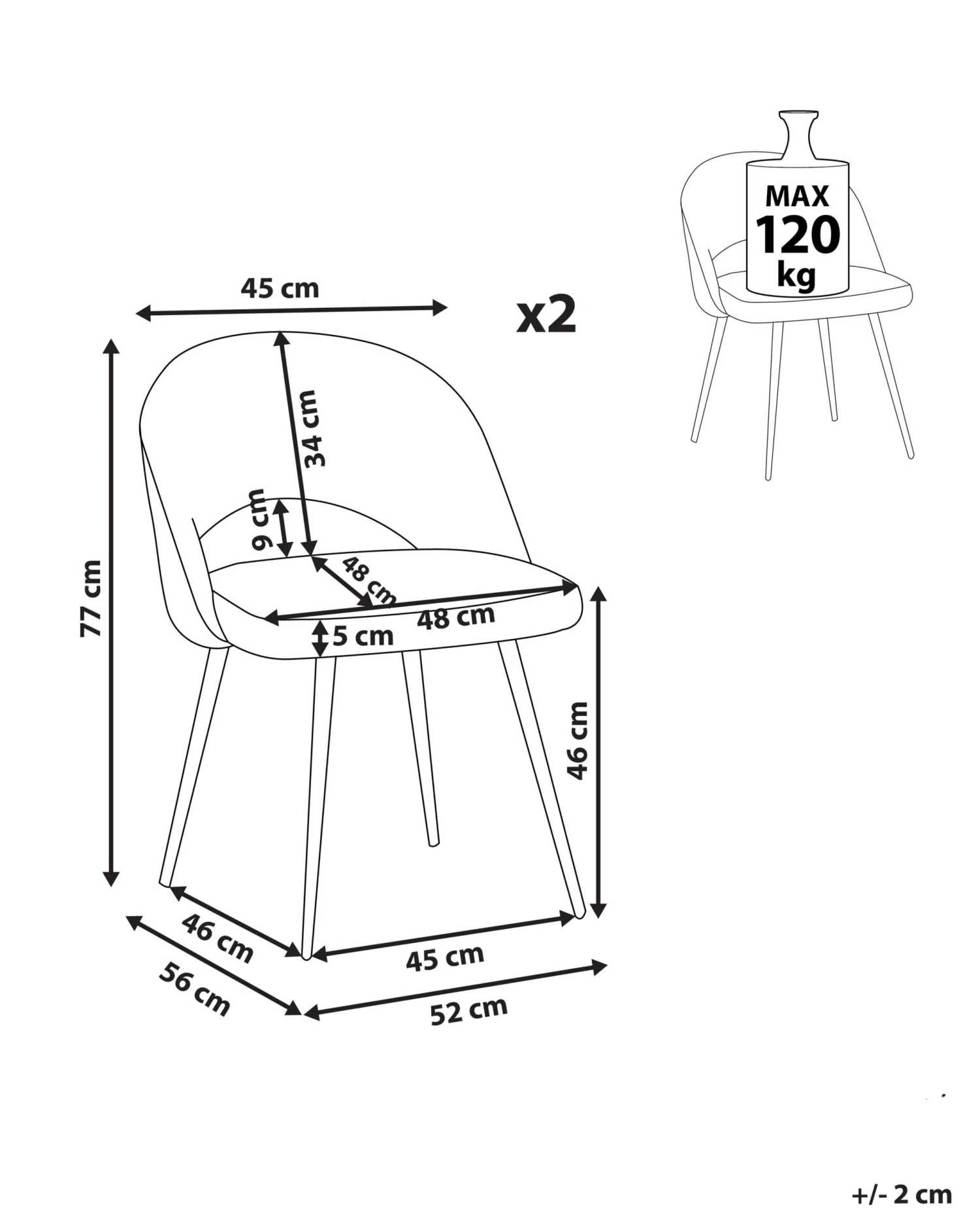 Set Of 2 Velvet Dining Chairs Grey VIVIAN - Image 9