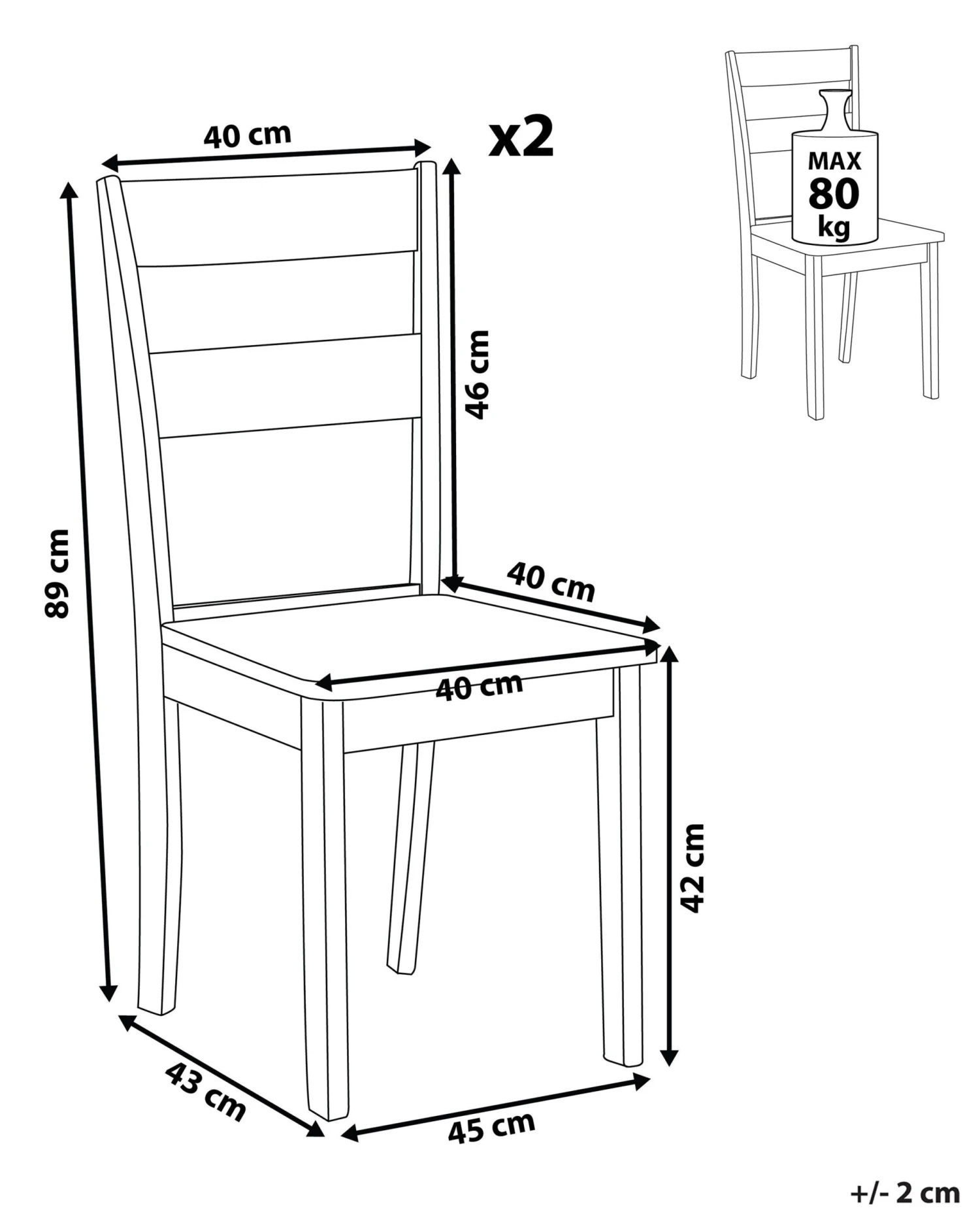 Set Of 2 Dining Chairs Black And Light Wood GEORGIA - Image 9