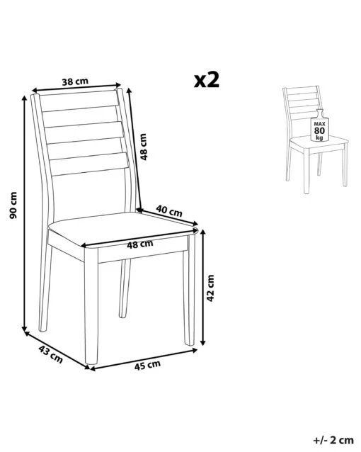 Set Of 2 Wooden Dining Chairs MODESTO - Image 10