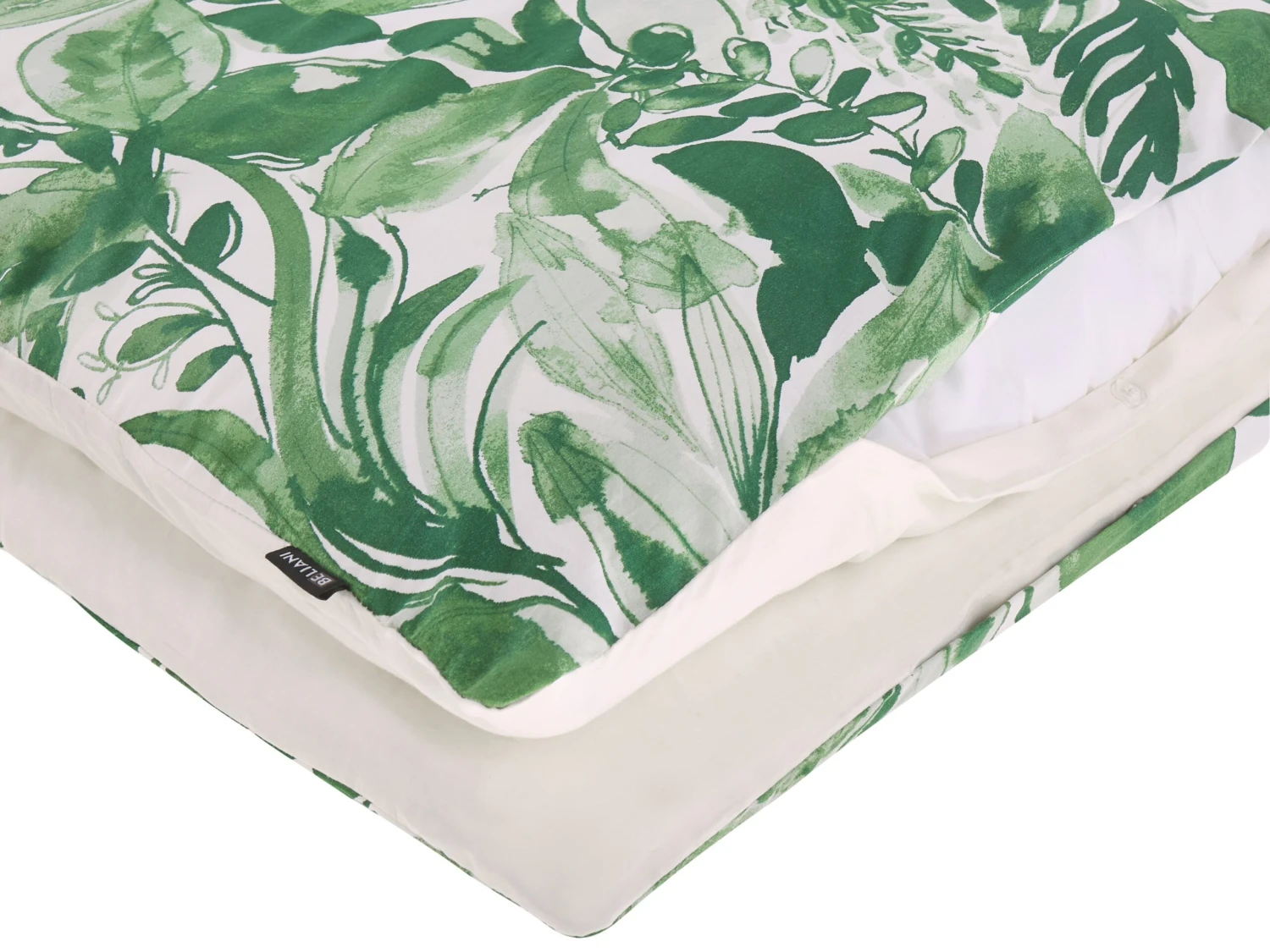 Cotton Duvet Cover Set Leaf Pattern White And Green GREENWOOD Various Sizes - Image 6