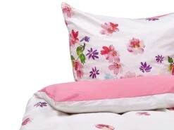 Cotton Duvet Cover Set Floral Pattern White And Pink LARYNHILL Various Sizes