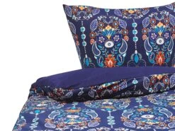 Cotton Duvet Cover Set Oriental Pattern Dark Blue MADRONA Various Sizes
