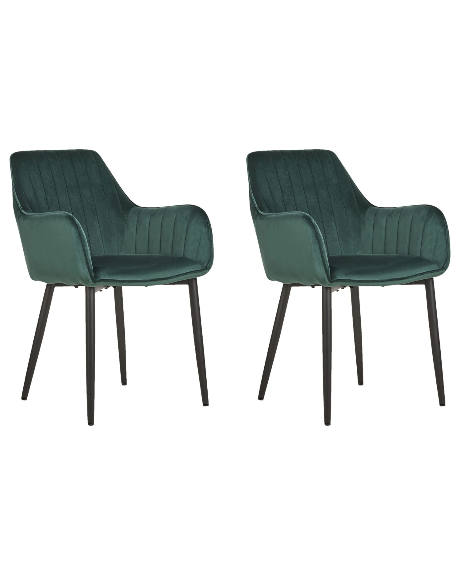 Set Of 2 Velvet Dining Chairs Emerald Green WELLSTON