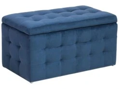 Velvet Storage Ottoman Dark Blue MICHIGAN