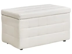 Faux Leather Storage Ottoman White MICHIGAN