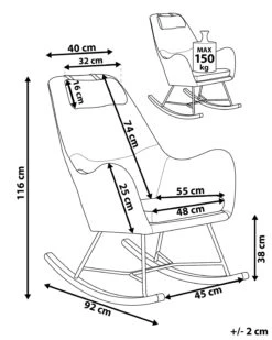 Velvet Rocking Chair Dark Grey ARRIE -Furniture Store undef src sa picid 807668 type whitesh image
