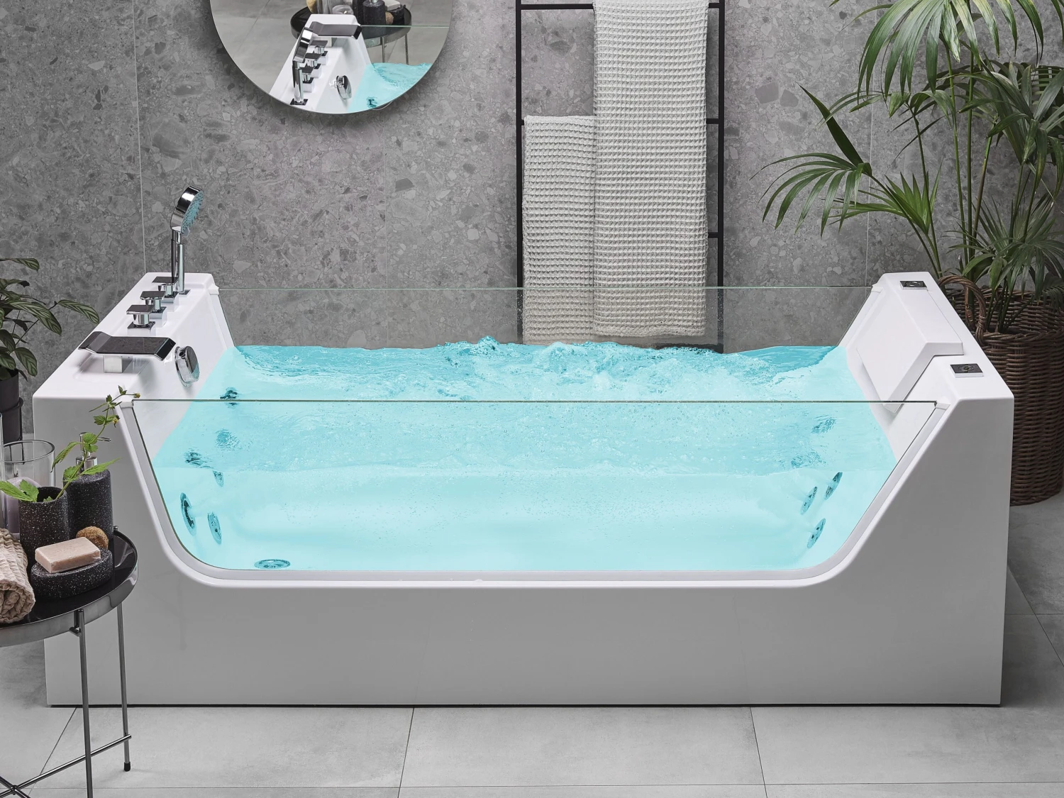 Freestanding Whirlpool Bath 1700 X 800 Mm White OYON - Image 2