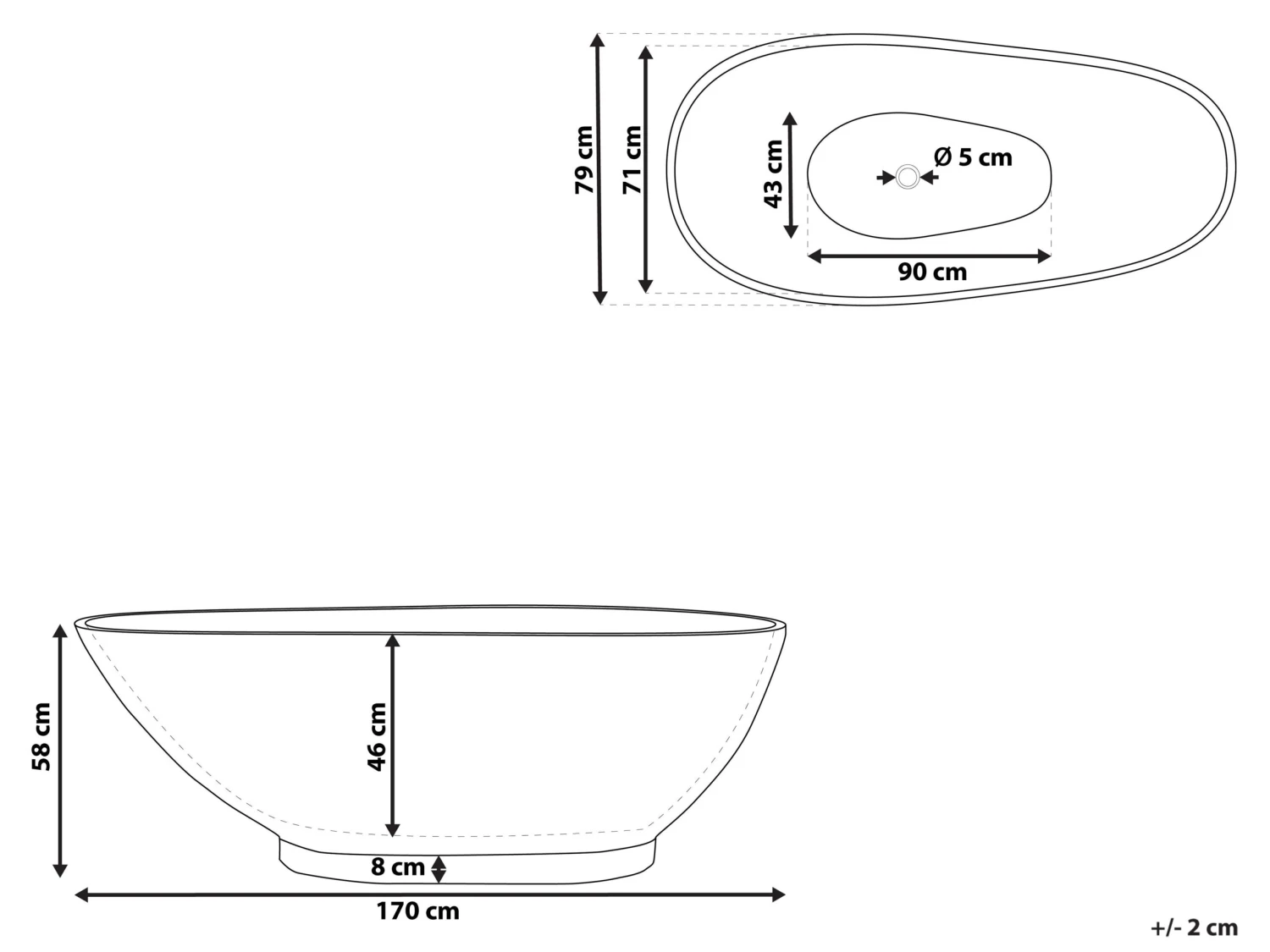 Bath 1700 X 800 Mm Marble Effect Navy Blue RIOJA - Image 9