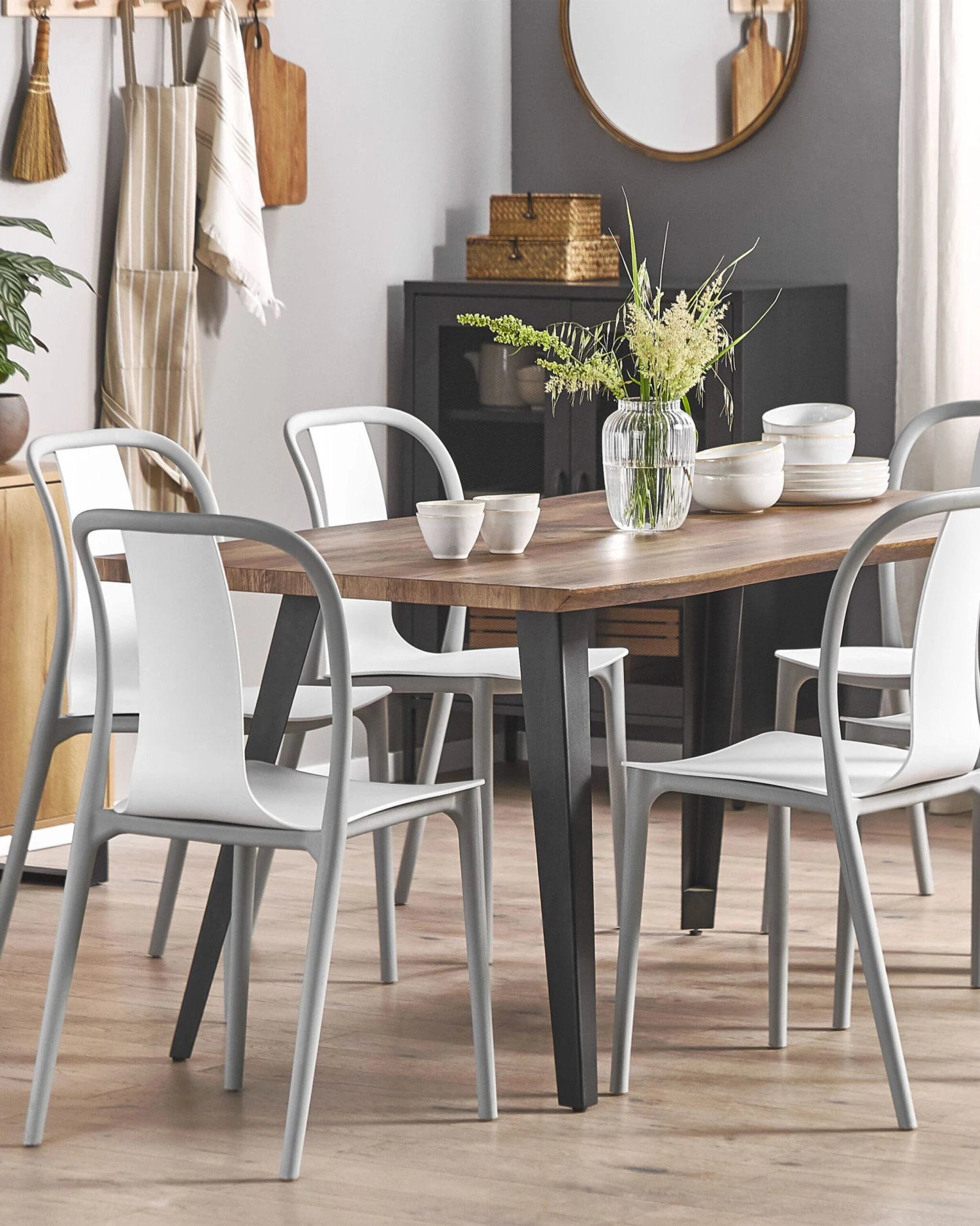 Set Of 6 Garden Chairs White And Grey SPEZIA - Image 4