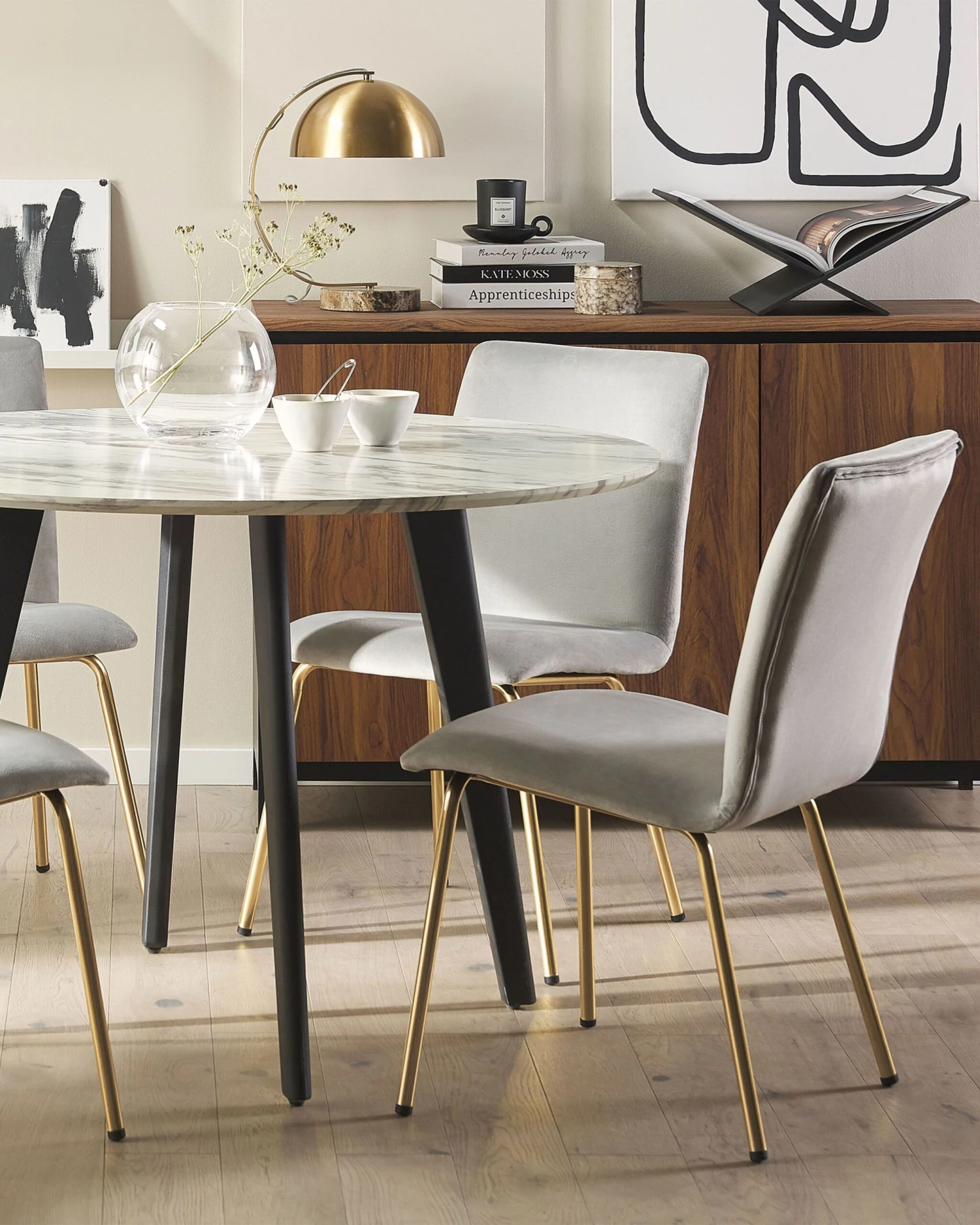 Set Of 2 Velvet Dining Chairs Grey RUBIO - Image 2