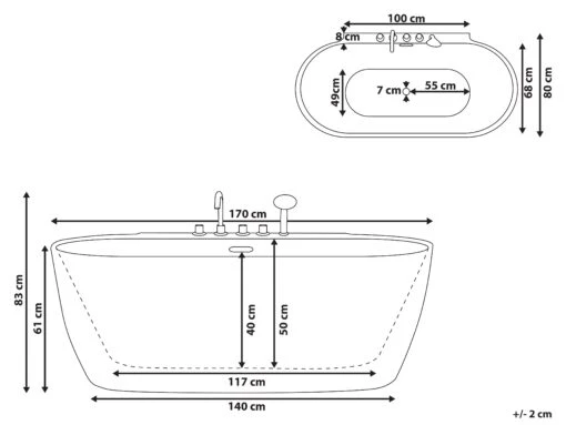 Freestanding Bath 1700 X 800 Mm Red ROTSO - Image 10