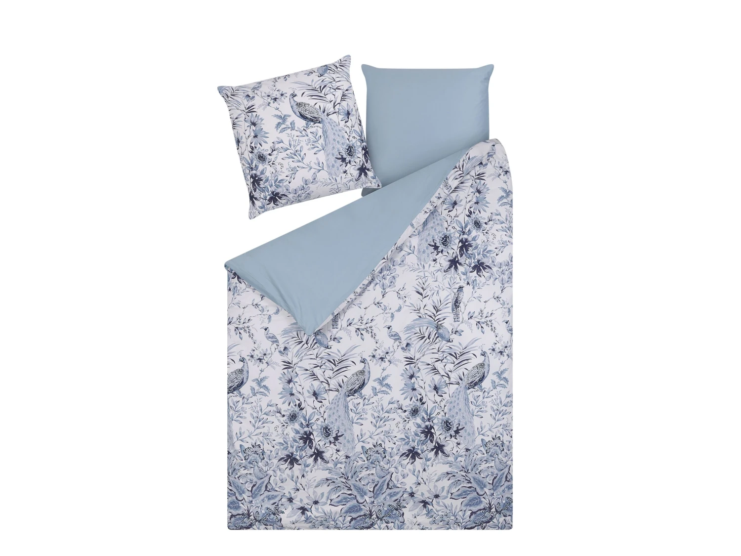 Cotton Duvet Cover Set Floral Pattern White And Blue BALLARD Various Sizes - Image 4