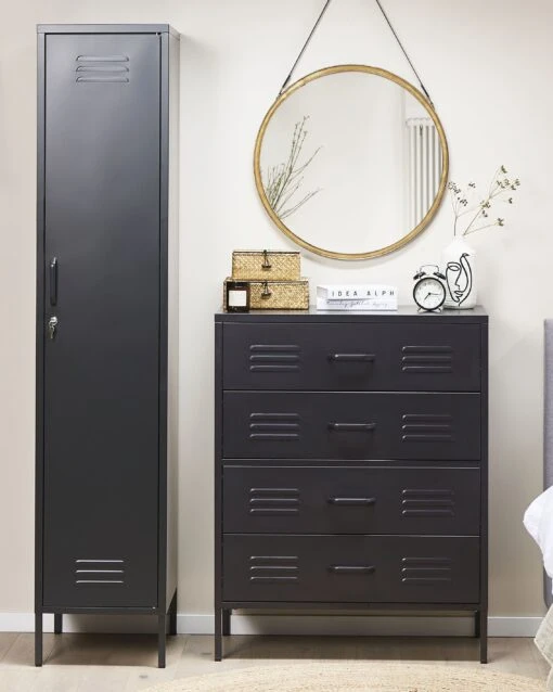 Metal Storage Cabinet Black FROME - Image 2