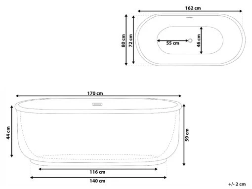 Freestanding Bath 1700 X 800 Mm Black PINEL - Image 10