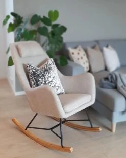 Fabric Rocking Chair Light Beige ARRIE -Furniture Store undef src sa picid 813685 type whitesh image