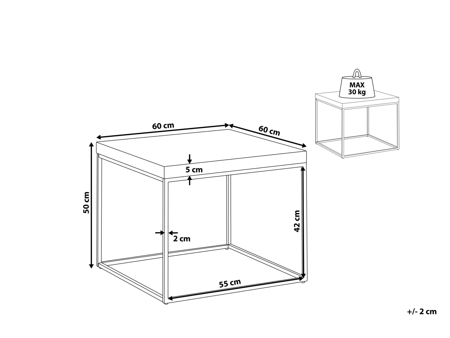 Side Table Concrete Effect With Black DELANO - Image 7