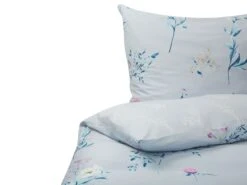 Cotton Duvet Cover Set Flower Pattern Light Blue EVERGREEN Various Sizes