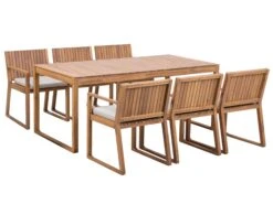 6 Seater Acacia Wood Garden Dining Set With Taupe Cushions SASSARI