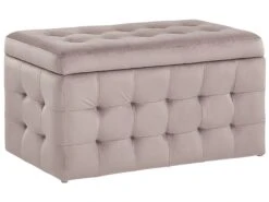 Velvet Storage Ottoman Pink MICHIGAN