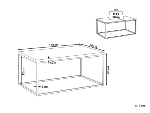 Coffee Table Dark Wood With Black DELANO - Image 8