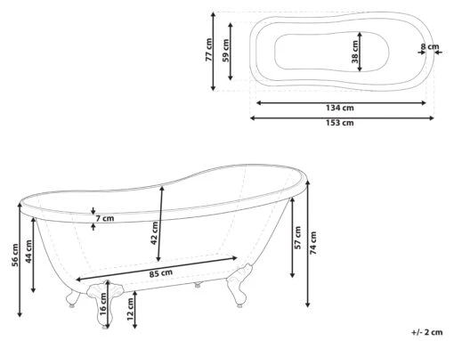 Freestanding Bath Black CAYMAN Various Sizes - Image 10