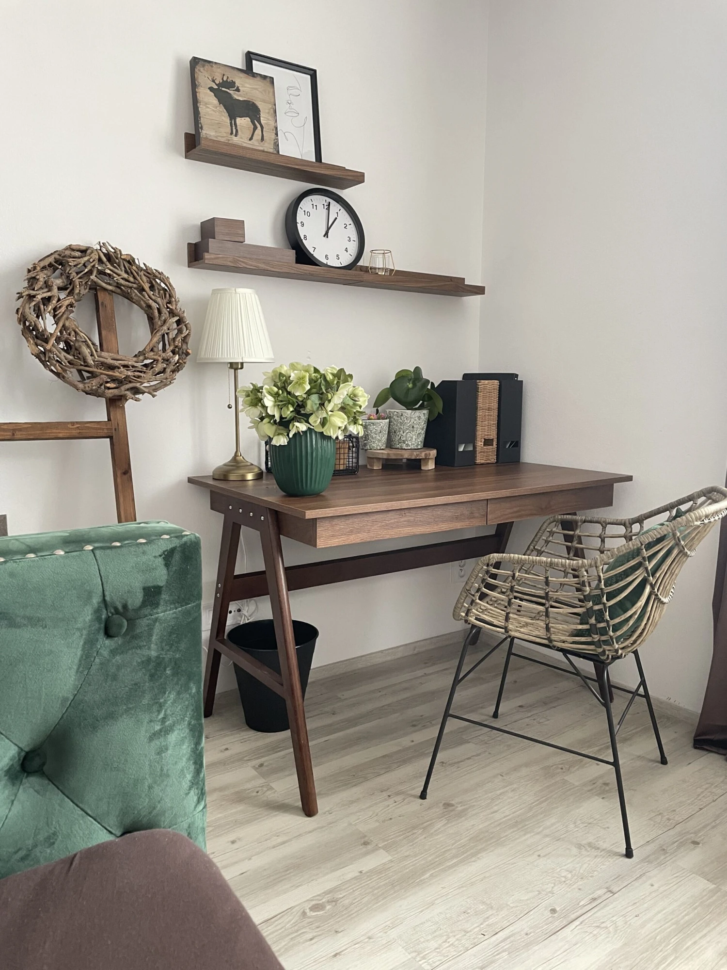 2 Drawer Home Office Desk 120 X 70 Cm Dark Wood SHESLAY - Image 4