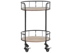Round Metal Kitchen Trolley Light Wood With Black HIKO -Furniture Store undef src sa picid 817986 type whitesh image