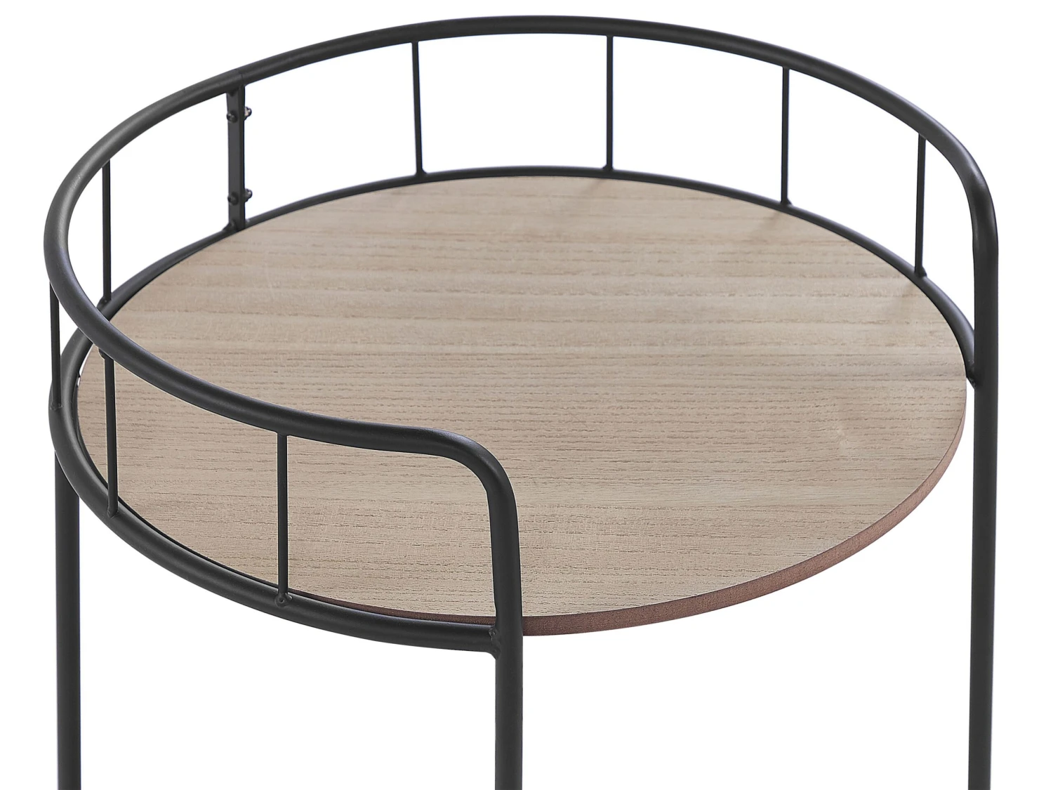 Round Metal Kitchen Trolley Light Wood With Black HIKO - Image 4