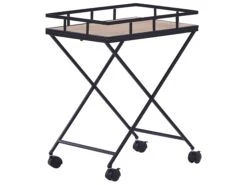 Metal Kitchen Trolley Light Wood With Black LEOTI
