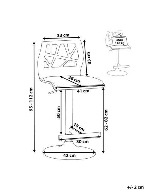 Bar Stool Dark Wood Faux Leather White PETERSBURG - Image 9