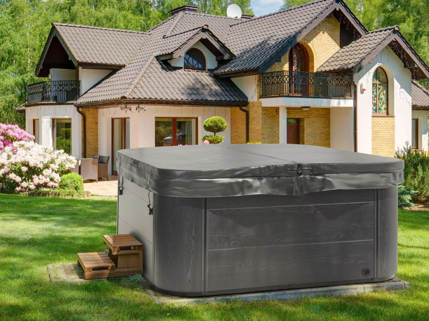 Square Hot Tub With LED White LASTARRIA - Image 5