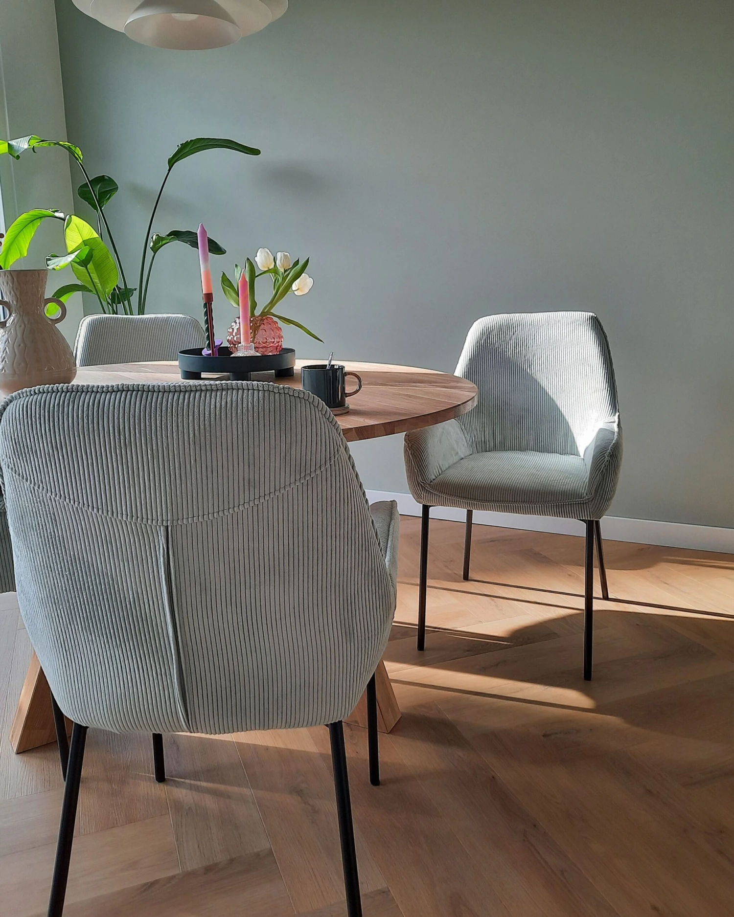 Set Of 2 Jumbo Cord Dining Chairs Mint Green LOVERNA - Image 6