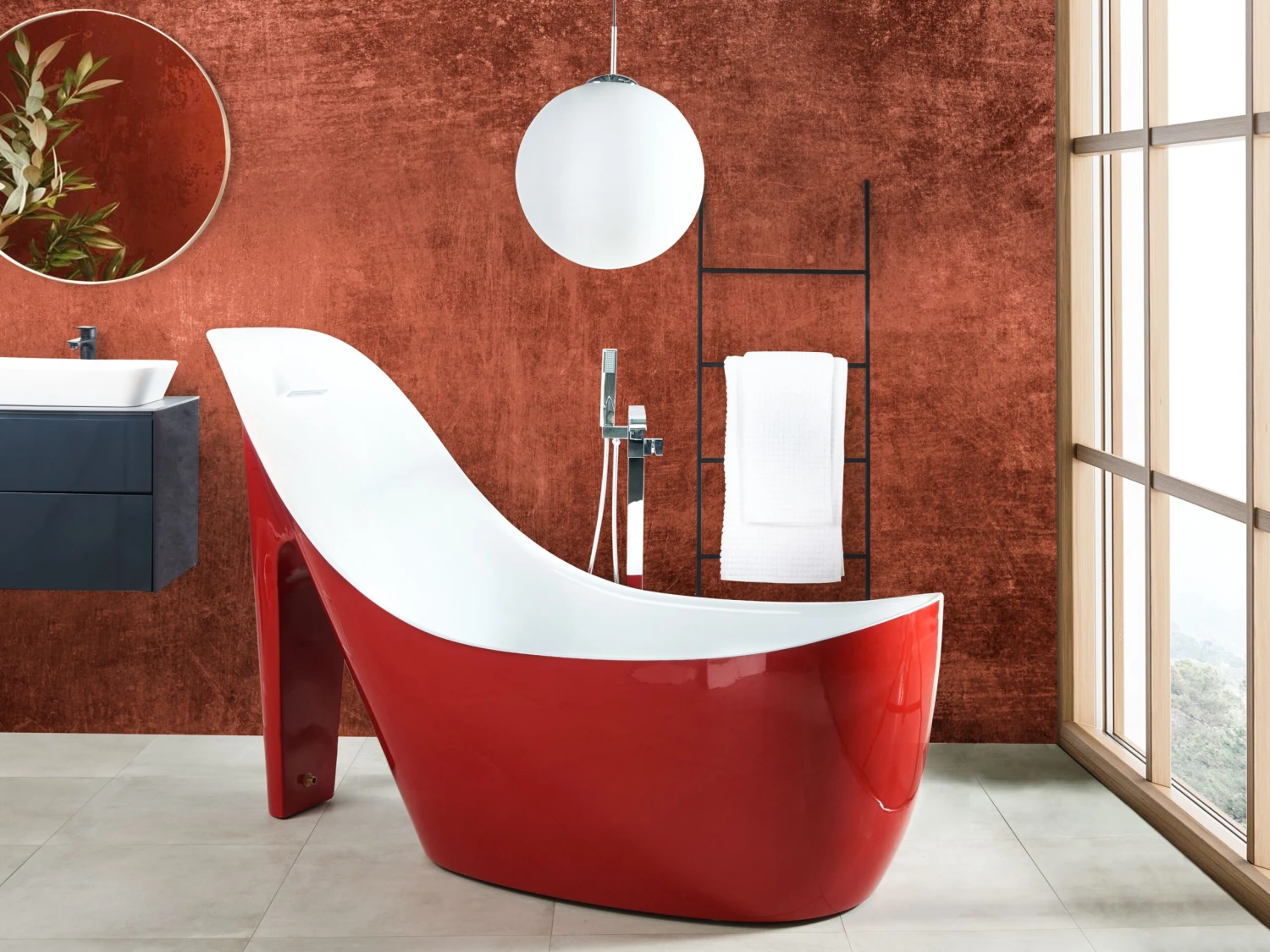 Freestanding Accent Bath 1800 X 800 Mm Red COCO - Image 2
