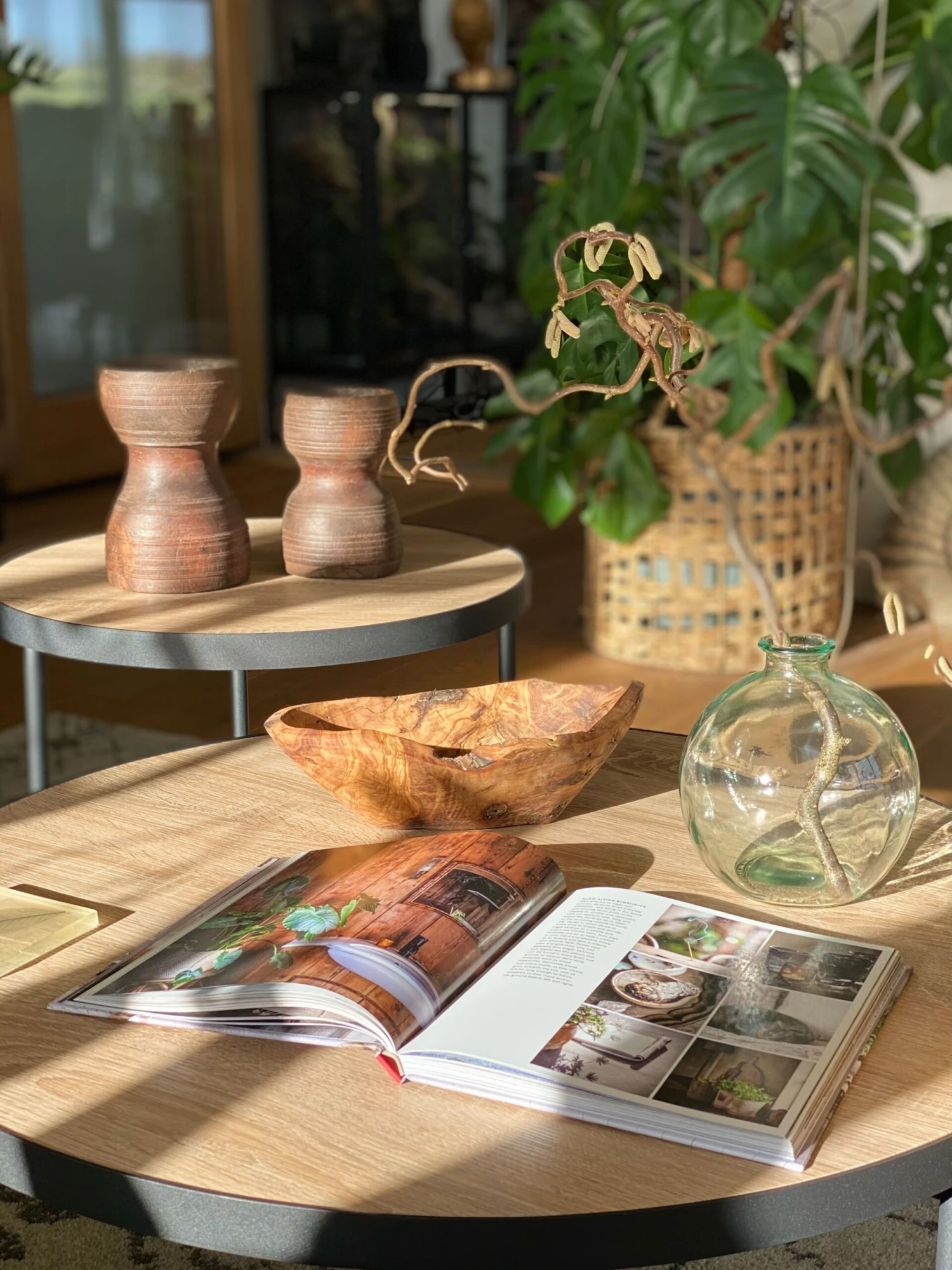 Set Of 2 Coffee Tables Light Wood With Black MELODY Big And Medium - Image 3