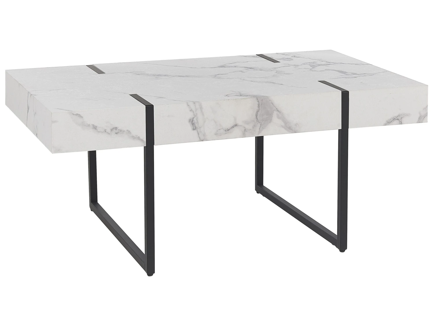Coffee Table White Marble Effect With Black MERCED