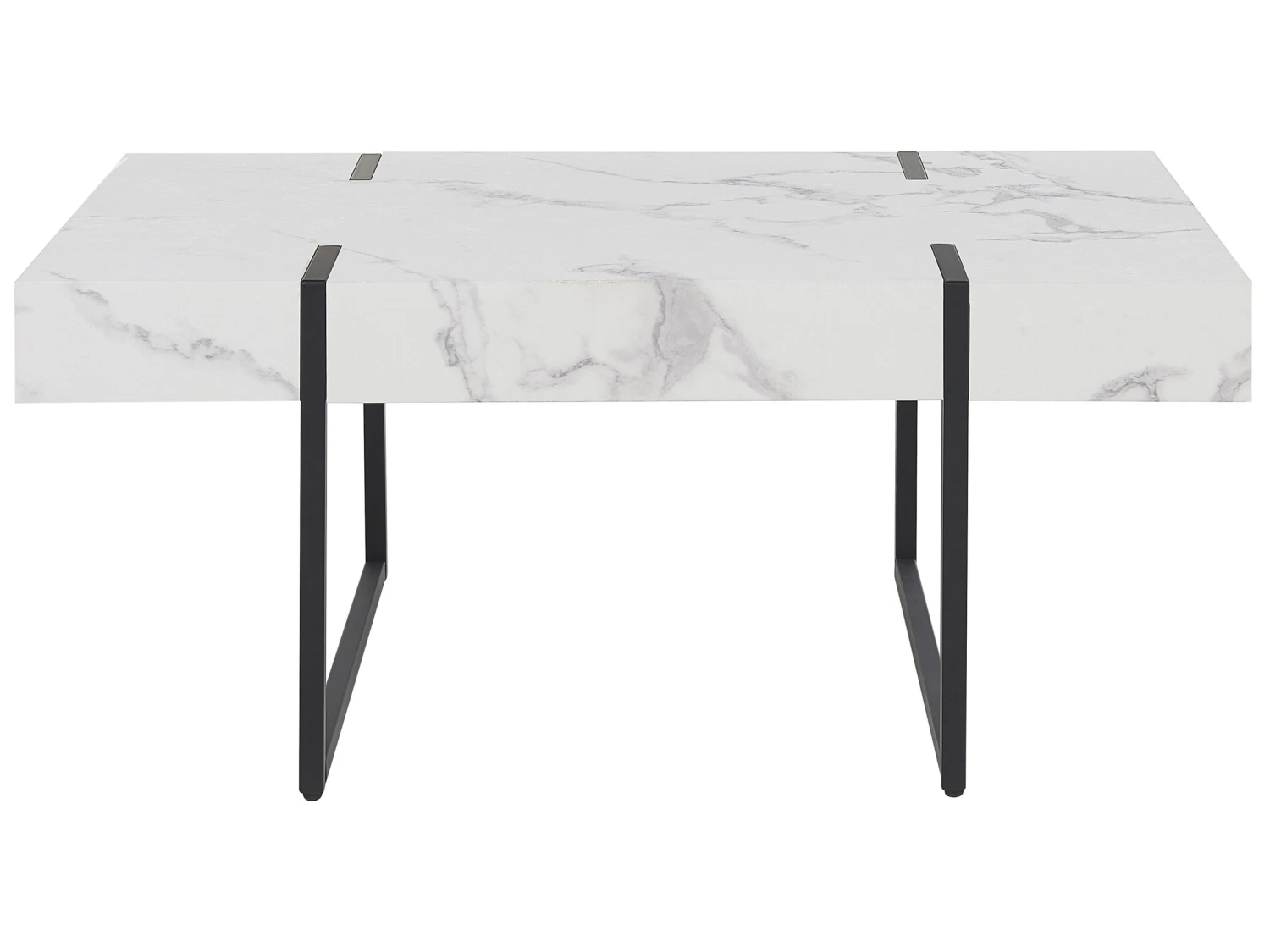 Coffee Table White Marble Effect With Black MERCED - Image 3