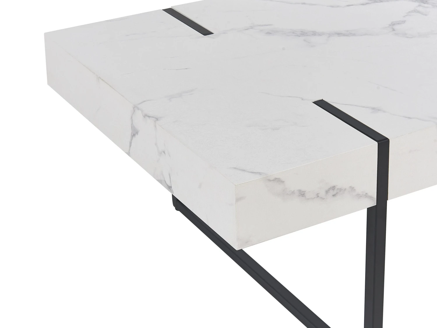Coffee Table White Marble Effect With Black MERCED - Image 4
